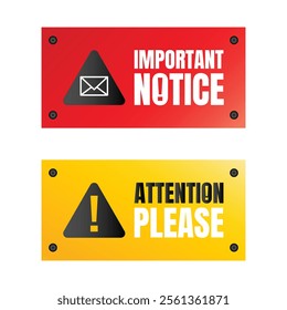 Important notice announcement sign design, Important notice warning message illustration, Public awareness sign