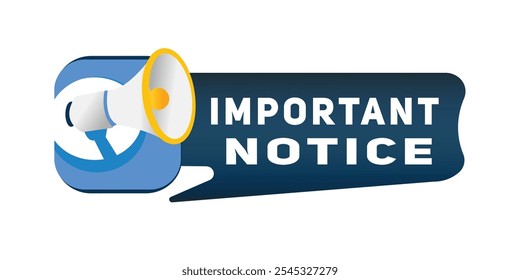 Important notice element for banner announce, flat vector sign illustration isolated advertising symbol.