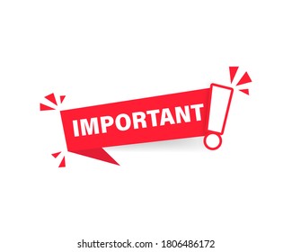 Important Notice Icon For Attention Message Banner For Marketing With Exclamation Mark For Business Signboard. Caution Information Warning Mark. Important Announcement Label With Red Exclamation Sign