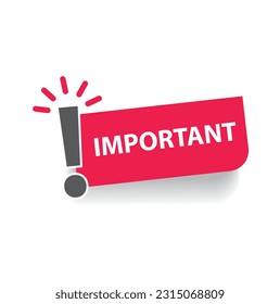 Important notice icon for attention message banner red vector illustration.