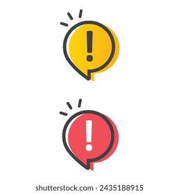 Important notice icon for attention message, banner, red, vector, illustration.