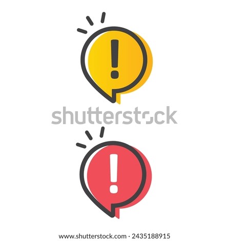 Important notice icon for attention message, banner, red, vector, illustration.