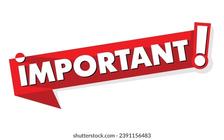 Important notice or message. Red vector banner with exclamation mark