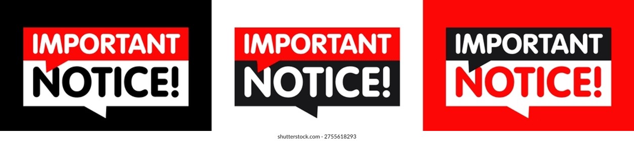 Important notice on speech bubble