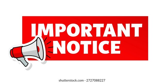 Aviso importante con megáfono rojo