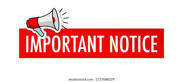 Aviso importante con megáfono rojo