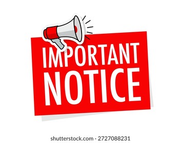 Aviso importante con megáfono rojo