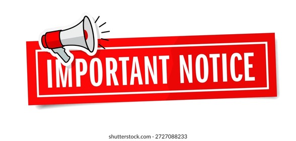 Aviso importante con megáfono rojo