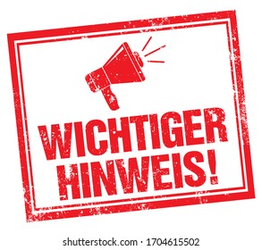 Important Notice (Wichtiger Hinweis) Stamp in German