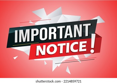 Important notice! word concept vector illustration with lines 3d style for social media landing page, template, ui, web, mobile app, poster, banner, flyer, background, label, wallpaper