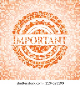 Important orange mosaic emblem with background