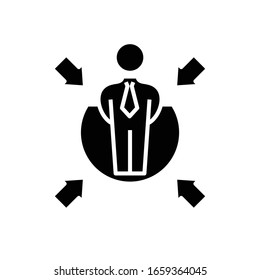Important person black icon, concept illustration, vector flat symbol, glyph sign.