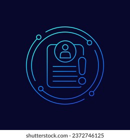 important personal data icon, linear design