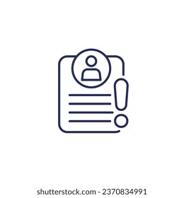 icono importante de línea de datos personales en blanco