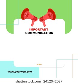Important post communication for social media. Attention megaphone icons.