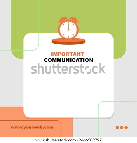 Important post on social networks. Alarm clock attention icon.