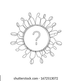 important question concept for discussing, important summit crowd of people located on the one circle, discussing  task, community creative contemporary idea, vector