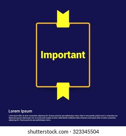 Important Realistic Ribbon banner on blue background