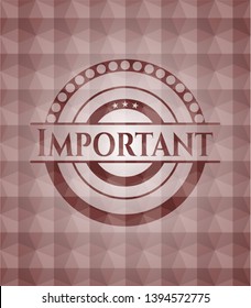 Important red geometric emblem. Seamless.