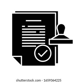 Important report black icon, concept illustration, vector flat symbol, glyph sign.