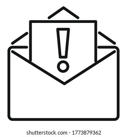 Icono de correo importante del centro de servicios. Esquema de icono importante del vector de correo del centro de servicio para el diseño web aislado en fondo blanco