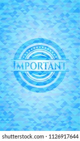 Important sky blue emblem. Mosaic background