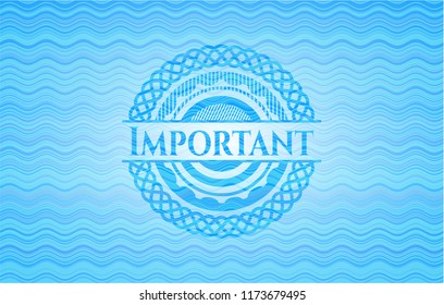 Important sky blue water wave style badge.