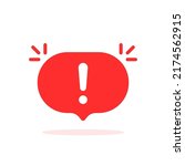 important or urgent icon with red speech bubble. flat trend modern speechbubble sms logotype graphic design web element isolated on white. concept of failure conversation in forum or priority inform