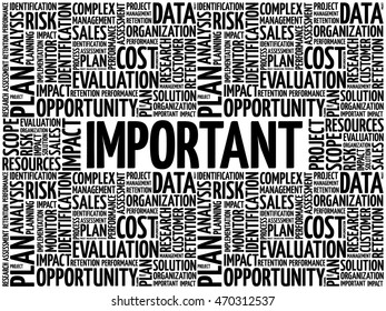 IMPORTANT word cloud collage, business concept background