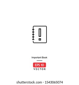 Importat book vector icon, with line style illustration, isolated on white background. EPS10 - Vector