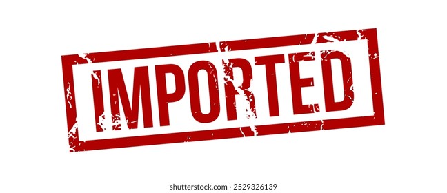 Imported - czerwony gumowy setempel z efektem grunge