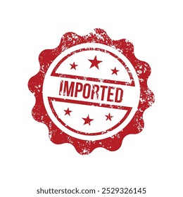 Imported - czerwony gumowy setempel z efektem grunge