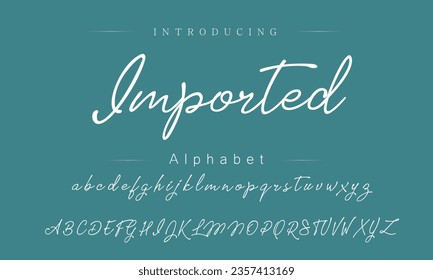 Imported Font. Alphabet. Script. Typeface. Label .Vintage typeface. For labels and different type designs