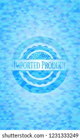 Imported Product sky blue emblem with triangle mosaic background