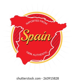 Imported from Spain label or logo design over white.
