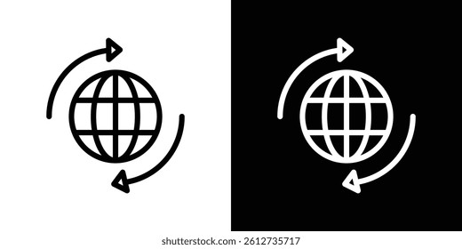 Import-export icon set. Black illustration isolated for graphic and web design