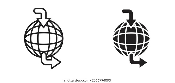 Import-export icons in outline and fill. vector illustration for ui.