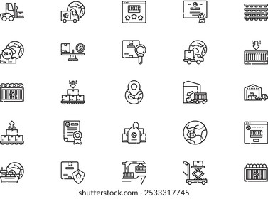 Importing and exporting icons collection is a vector illustration with editable stroke.