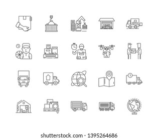 Importing and exporting line icons, signs, vector set, outline illustration concept 