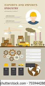 Imports and Exports Flat Design Info graphic