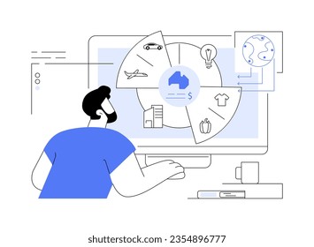 Imports of goods and services abstract concept vector illustration. Professional economic analyst presents goods import statistics, distribution sector, transportation service abstract metaphor.