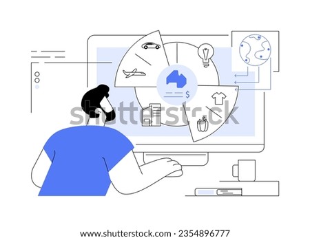 Imports of goods and services abstract concept vector illustration. Professional economic analyst presents goods import statistics, distribution sector, transportation service abstract metaphor.