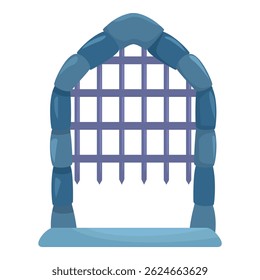 Imposing ancient stone archway with a sturdy metal gate, guarding an entrance and exuding an aura of mystery and security