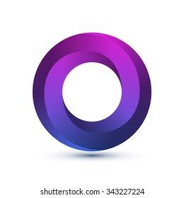 Impossible Circle Sign. Abstract Design, Impossible Object. Logo Template. Vector Illustration.