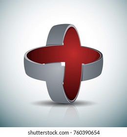 Impossible Crossed Rings X sign illustration