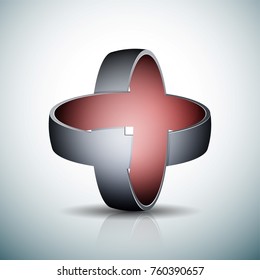 Impossible Crossed Rings X sign illustration