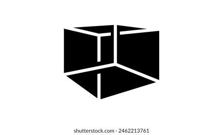  Impossible cube, black isolated silhouette