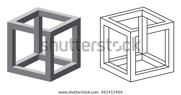 Impossible Cube Optical Illusion Known Irrational Stock Vector