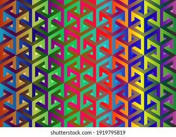 Impossible cubes pattern, colorful gradient isometric background, 3d vector cubes texture abstract template