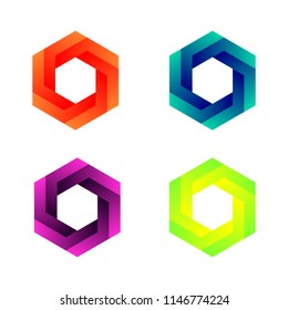 Impossible cubes,dimensional drawing, vector images, 3D boxes, hexagons,3D cubes,colorful geometric shapes, Geometric logos on white background. Can be used both publications and web site.logo design